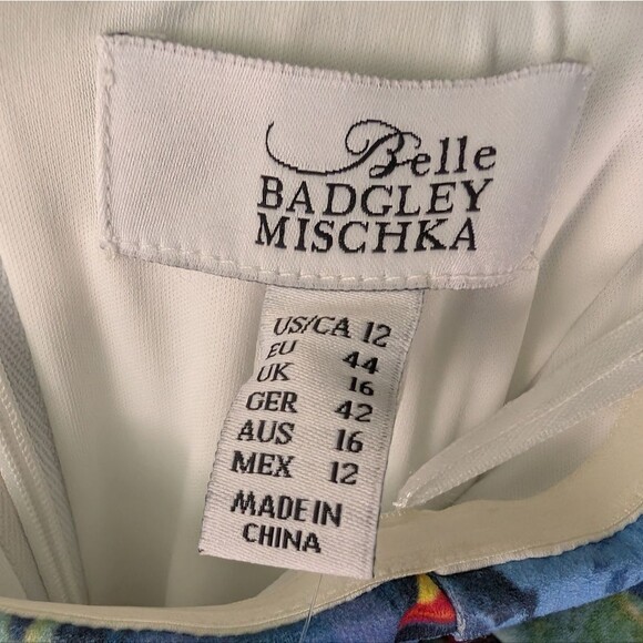 NWT Belle Badgley Mischka Women's Size 12 Royal Multi Halter Dress Floral Print - Picture 9 of 15